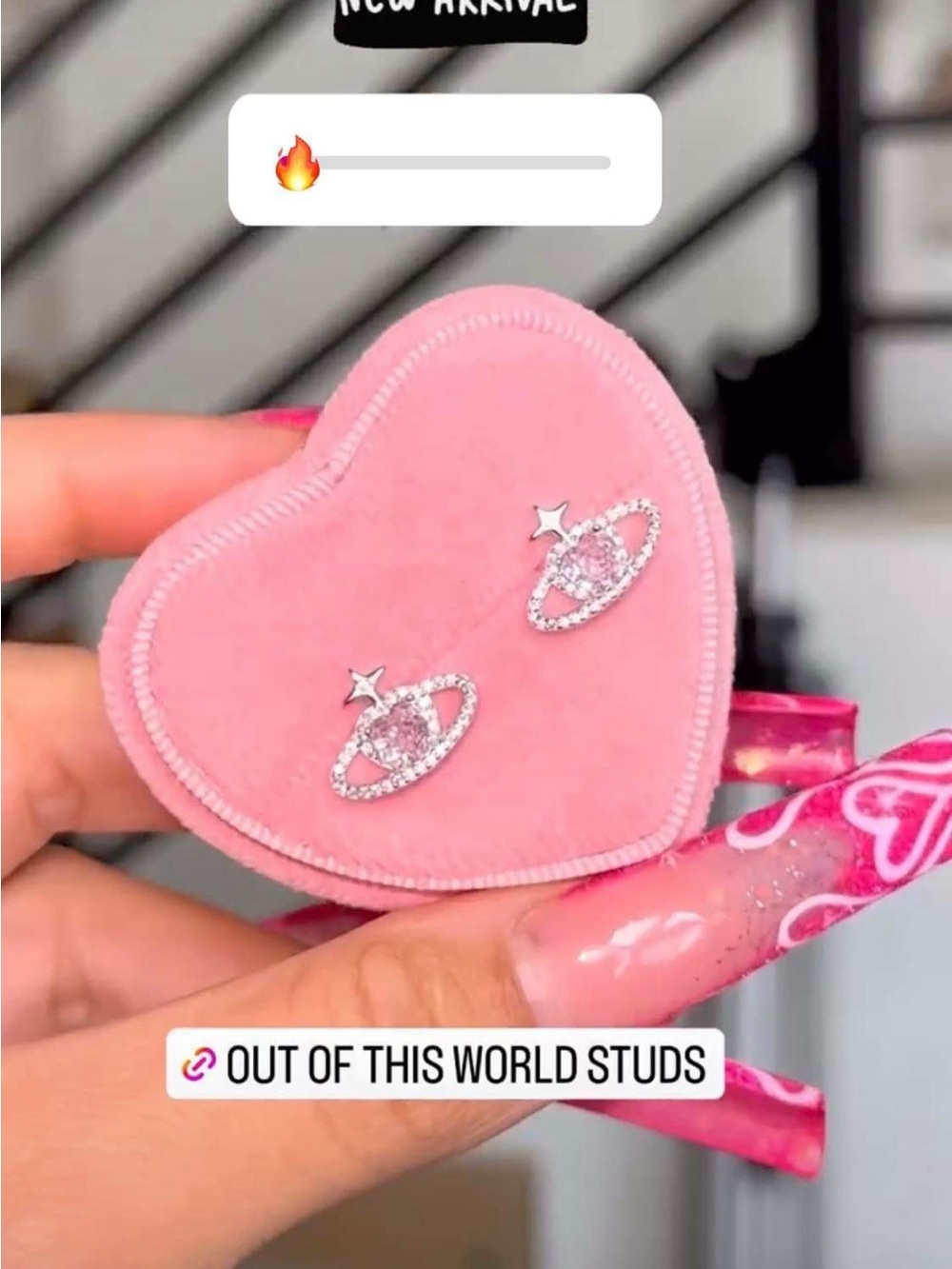 Out of This World Pink Planet Stud Earrings